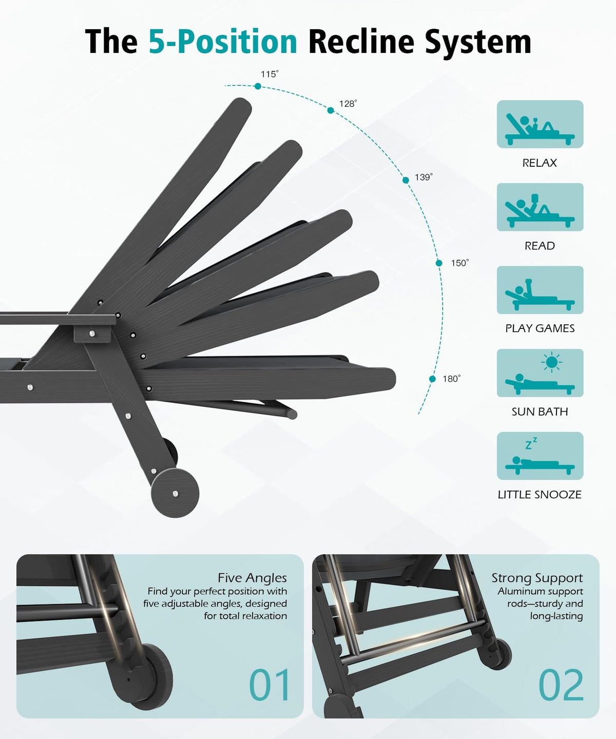 HDPE Outdoor Lounge Chair with Wheels