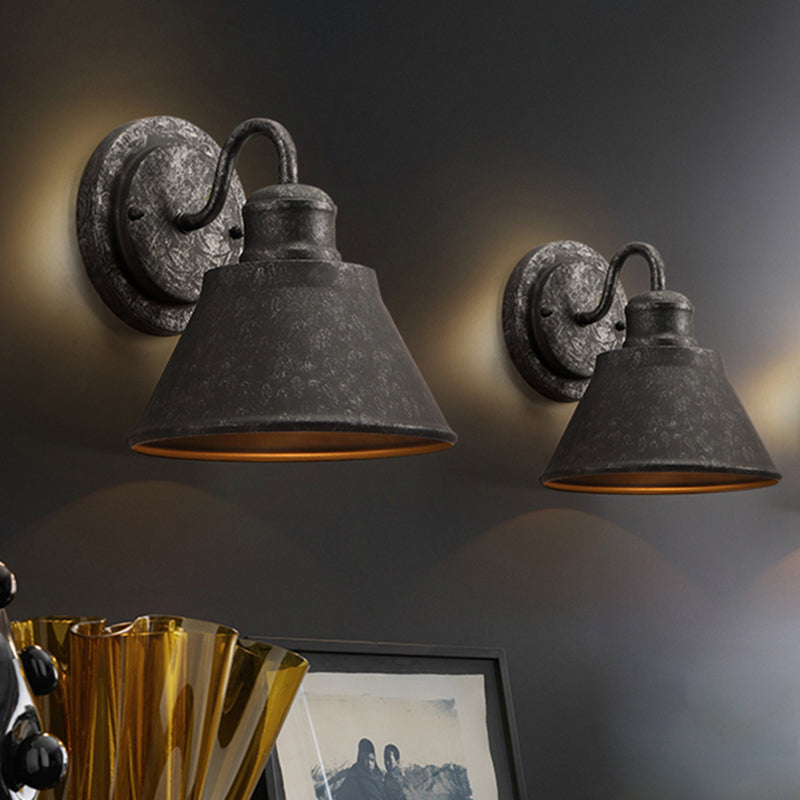 Bella Silver Metal Sconce Light Cone - Industrial Bedroom Wall Lighting