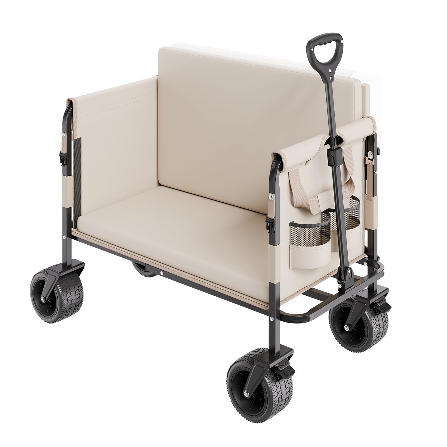 Foldable Wagon Cart Converts to Bench - 550lb Load & 220L Utility Wagon for Camp