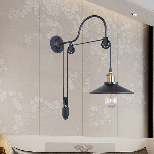 Anastasia: Black Metal Sconce Light with Pulley