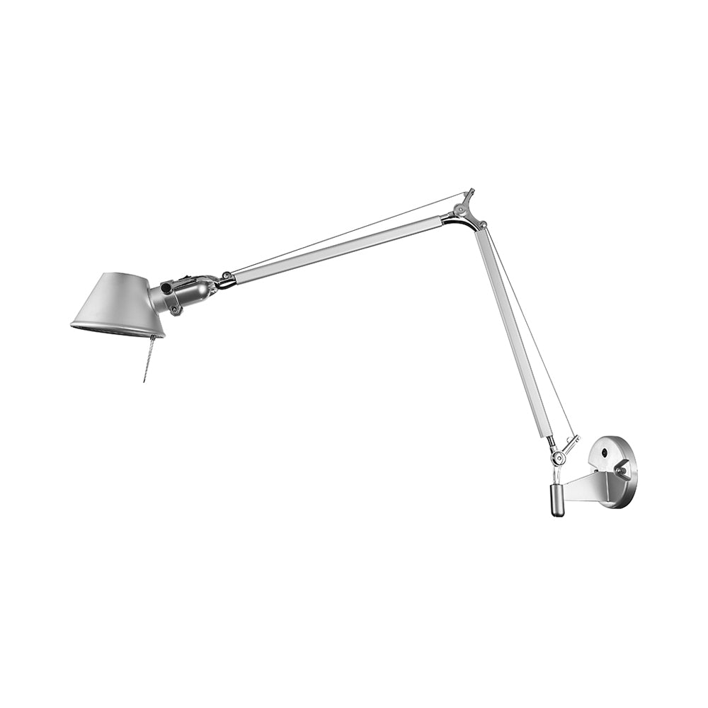 Retro Swing Arm Wall Lamp with Metallic Finish and Tapered Design - Ideal for Study Room Lighting