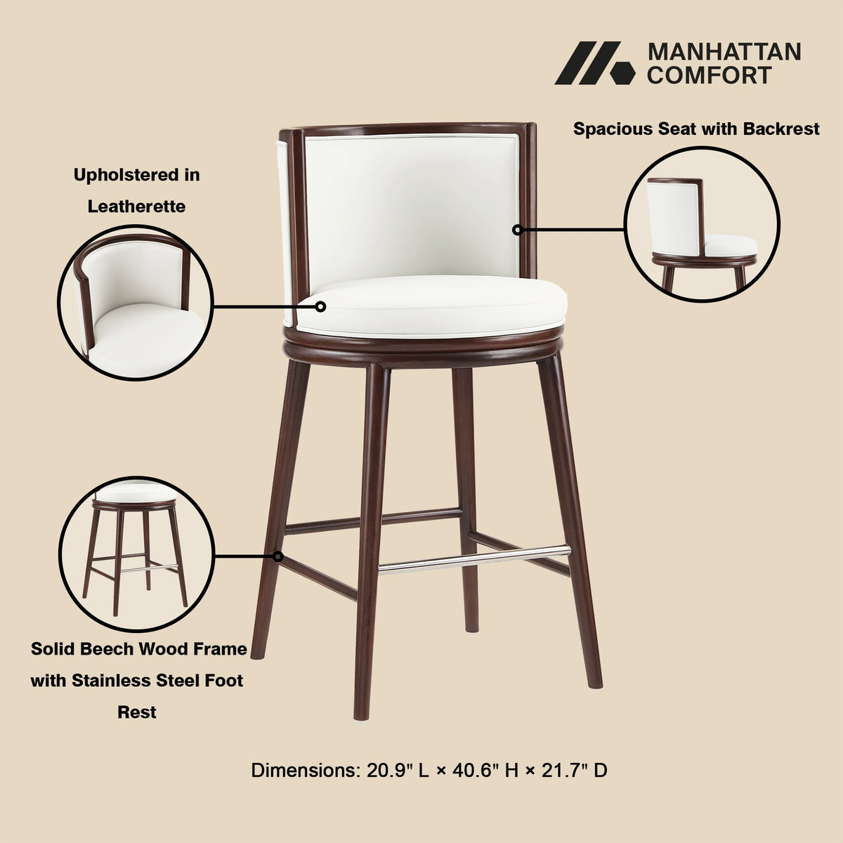 Evalyn Wood Upholstered Barstool