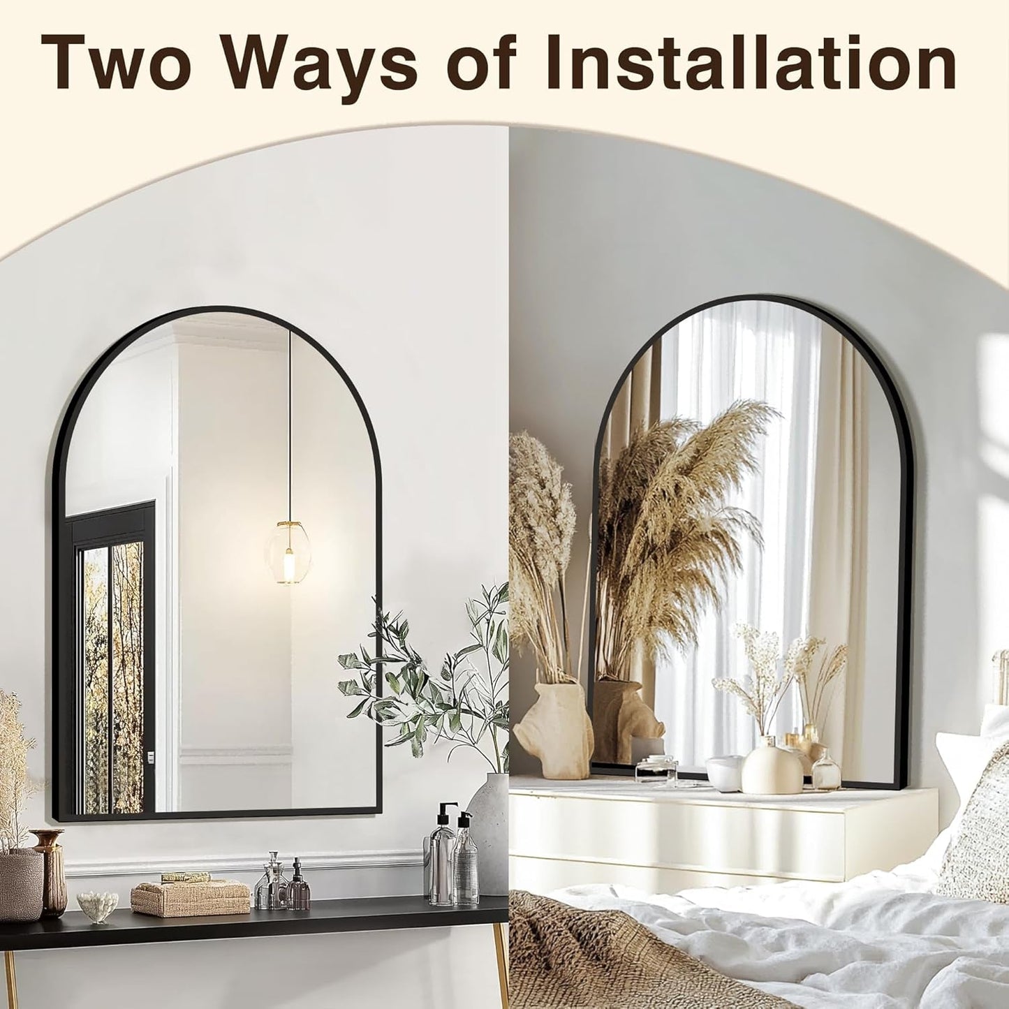 Arched Vanity Mirror 24 By 36 Inches Black Set Of Two