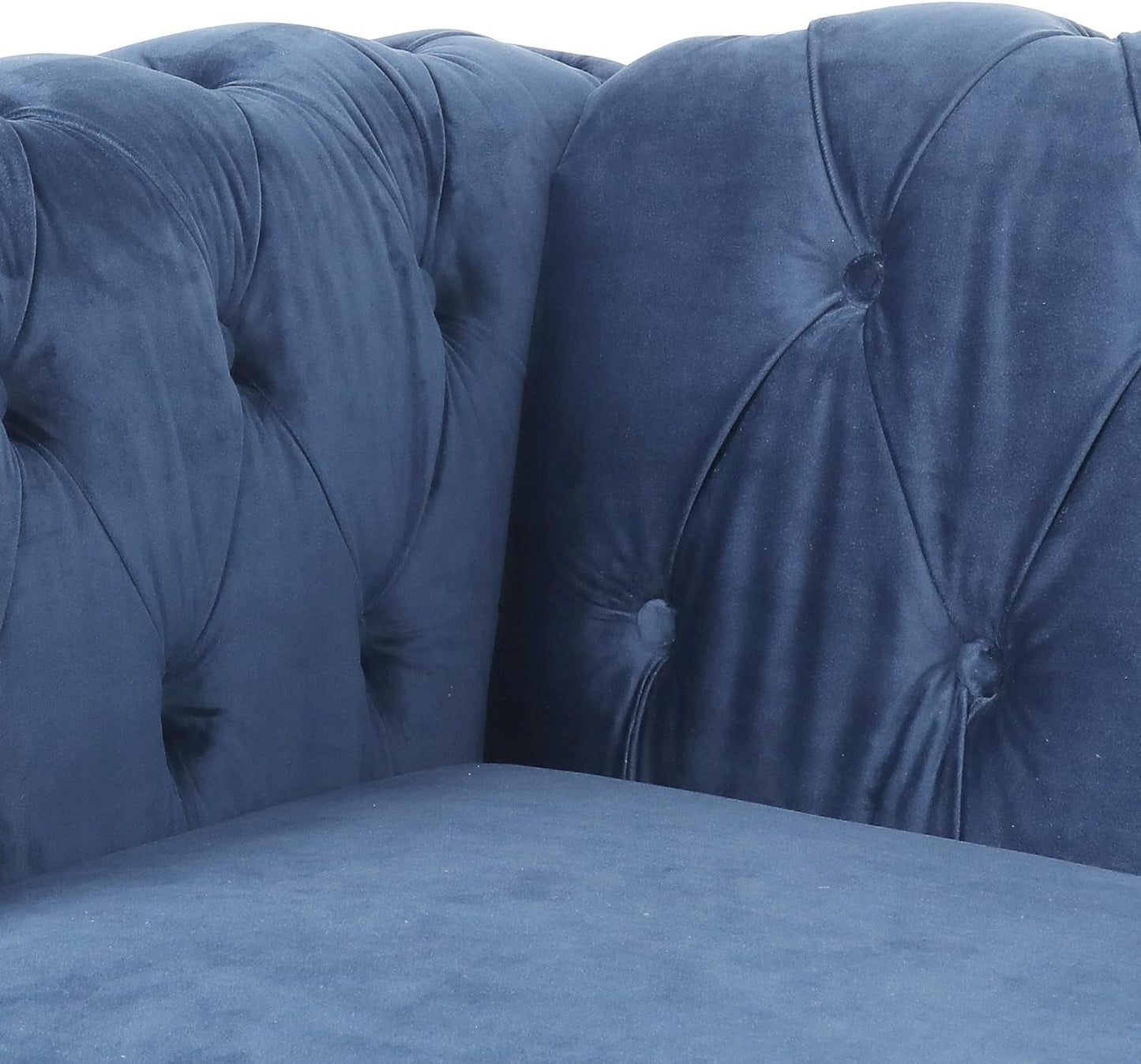 Three Piece Blue Velvet Chesterfield Sofa Set With Club Chair And Loveseat For Living Room