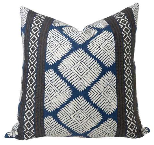 Austin Pillow Cover in Brown + Navy