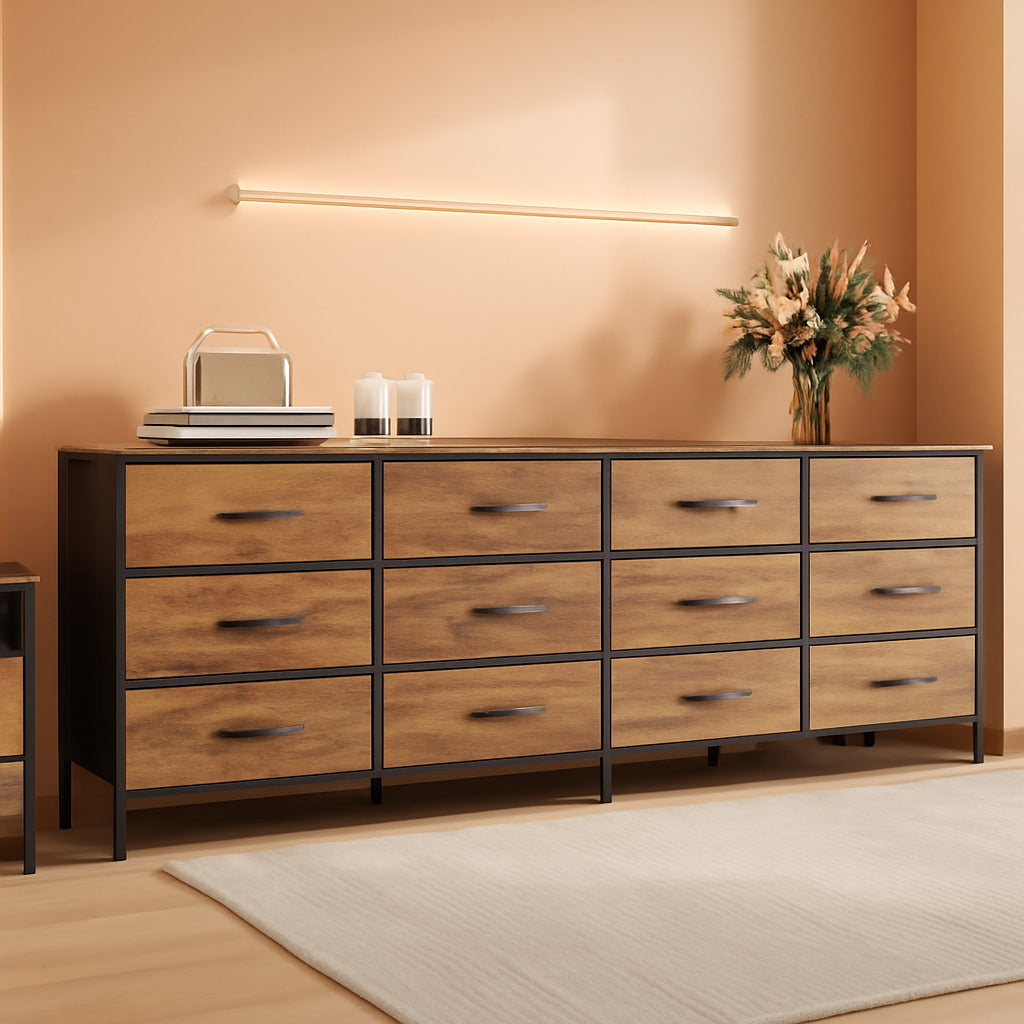 70 Inch Rustic Brown Dresser Entertainment Center TV Stand