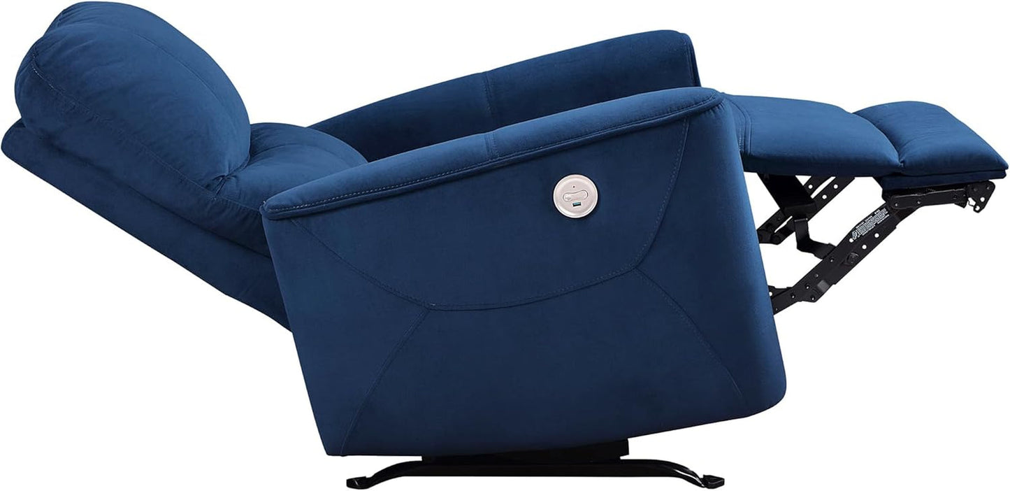 Navy Velvet Power Recliner Chair for Living Room Theater