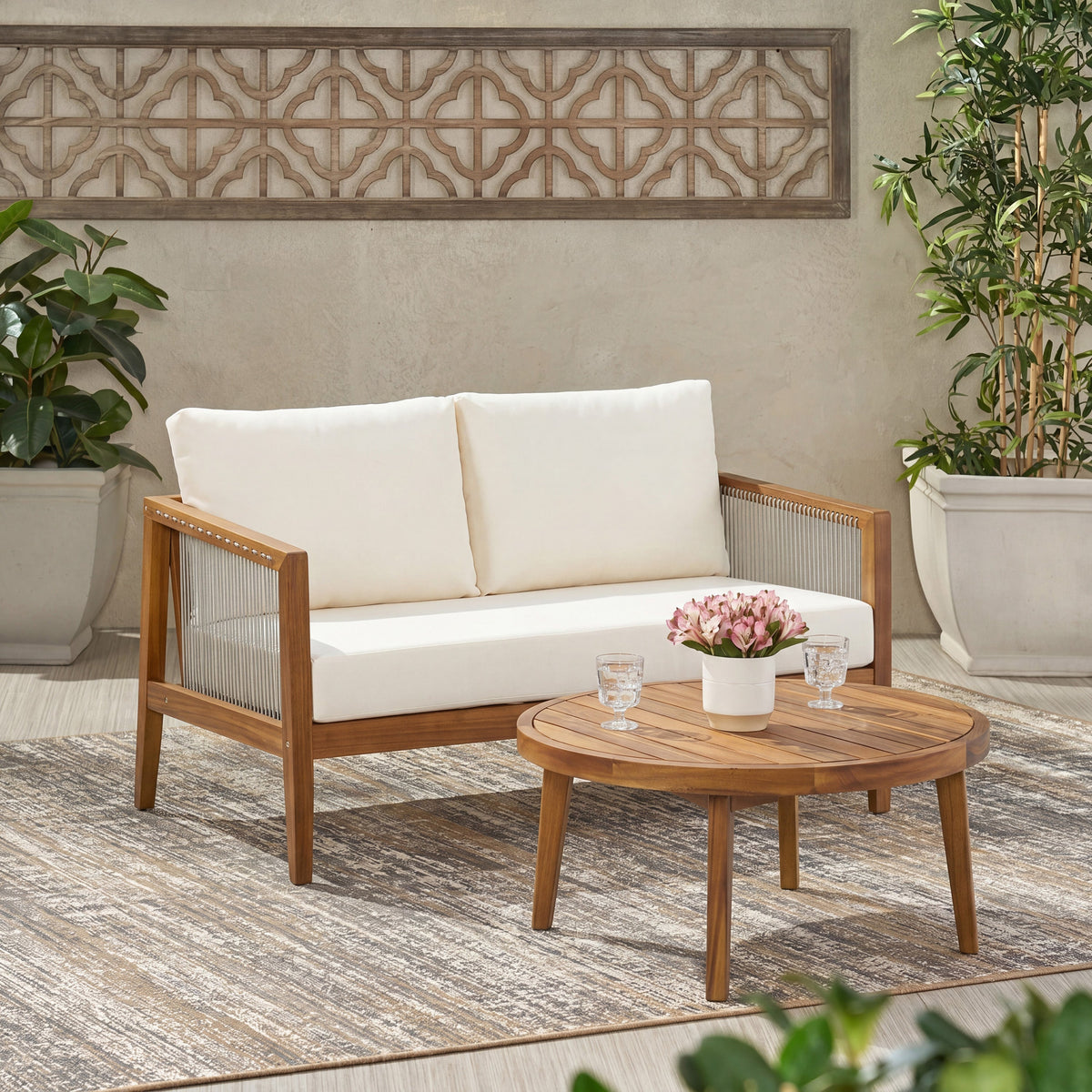 Outdoor Loveseat and Coffee Table Set