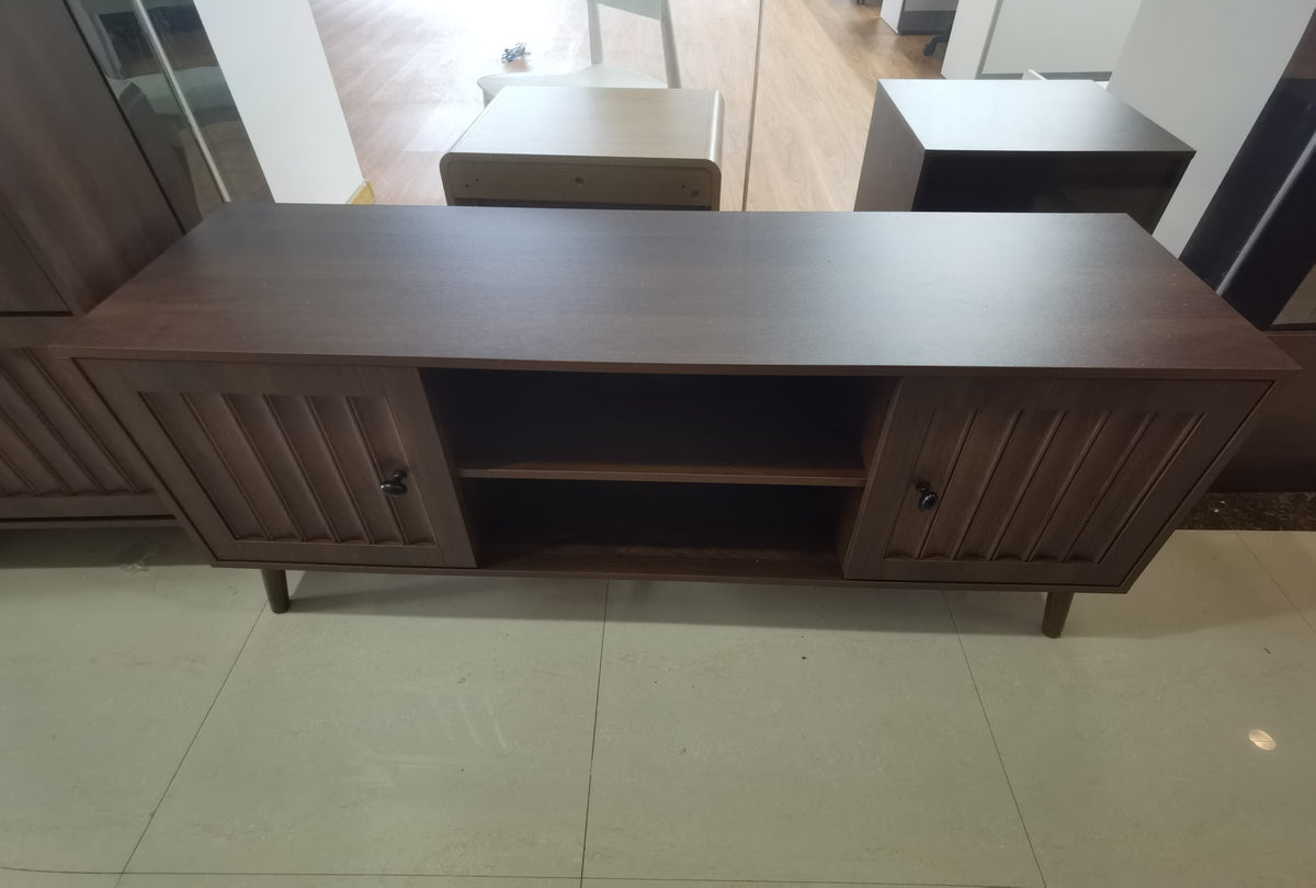 55-Inch Wooden TV Cabinet with 2 Vertical Groove Doors