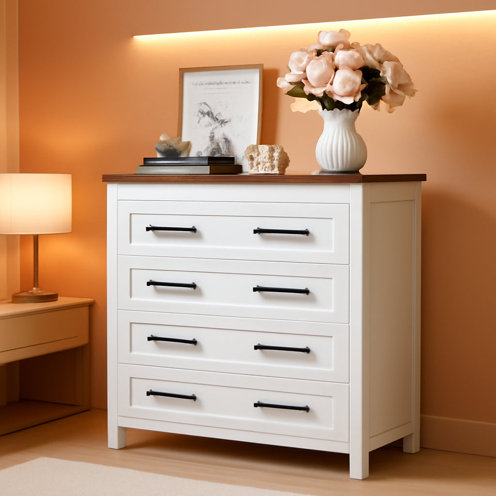 Tall White ChestOfDrawers With Five Drawers WalnutBrown
