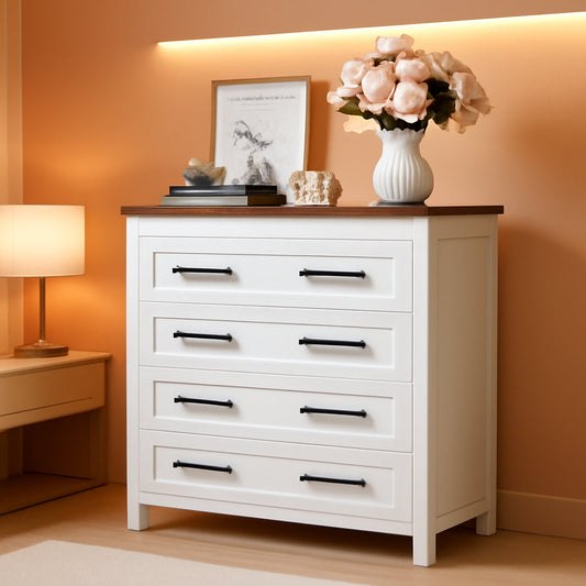 Tall White ChestOfDrawers With Five Drawers WalnutBrown