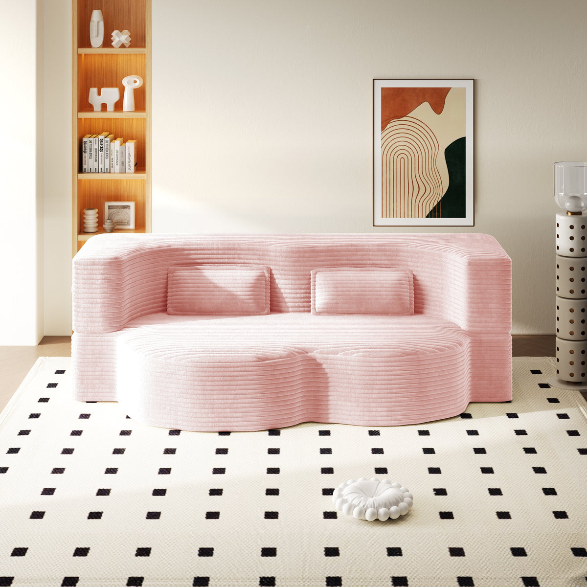 Modern Floor Sofa with 2 Pillows
