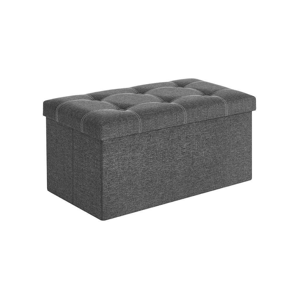 Storage Ottoman Bench, 21 Gal. (80L) Folding Chest, Bed End Stool, Footstool with Breathable Linen-Look Fabric, Holds 660 lb, for Entryway, Living Room, Bedroom, Dark Gray