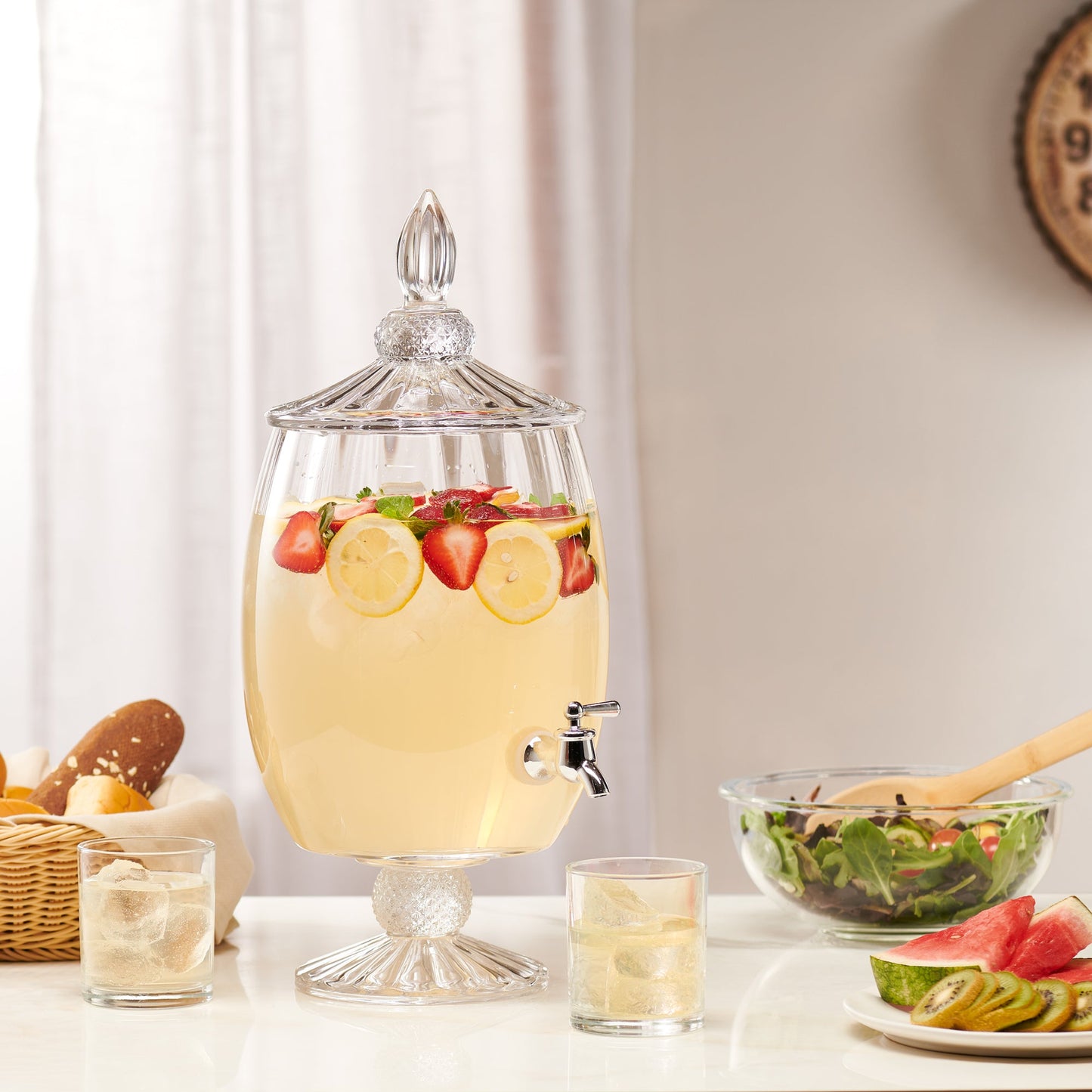 Madison Optic Glass Beverage Dispenser 217.6oz /1.7 GAL