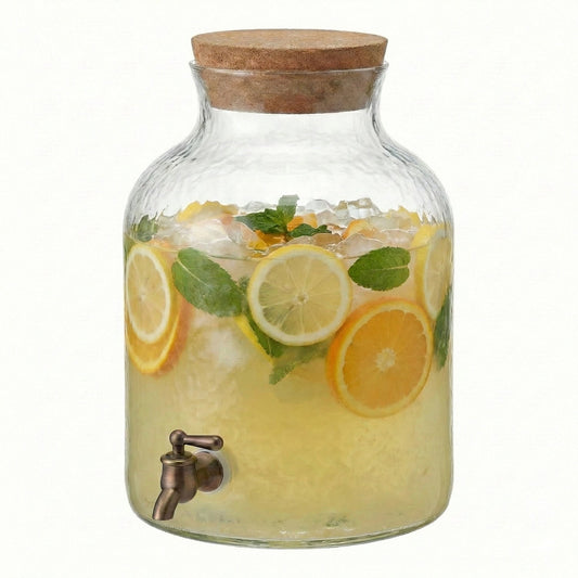 Hammered Glass Beverage Dispenser 2.7gal