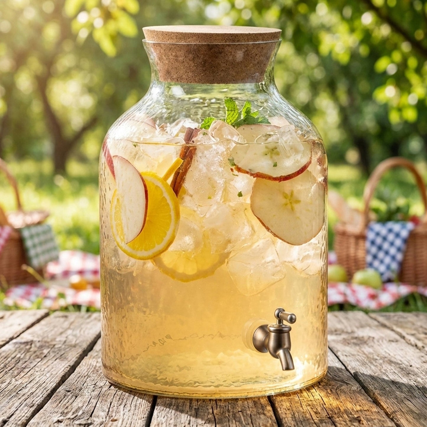 Hammered Glass Beverage Dispenser 2.7gal