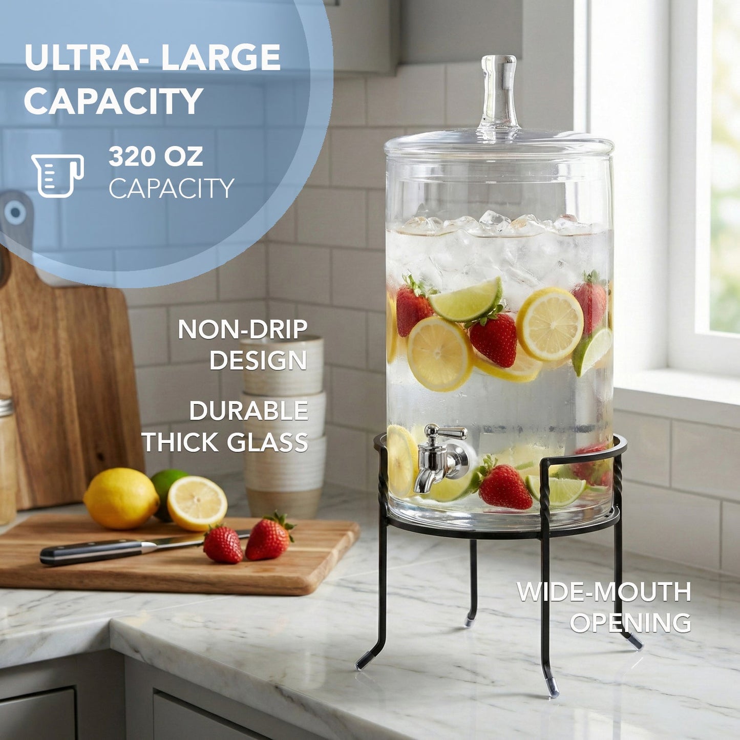 Dispenser with Metal Stand 2.5 Gal