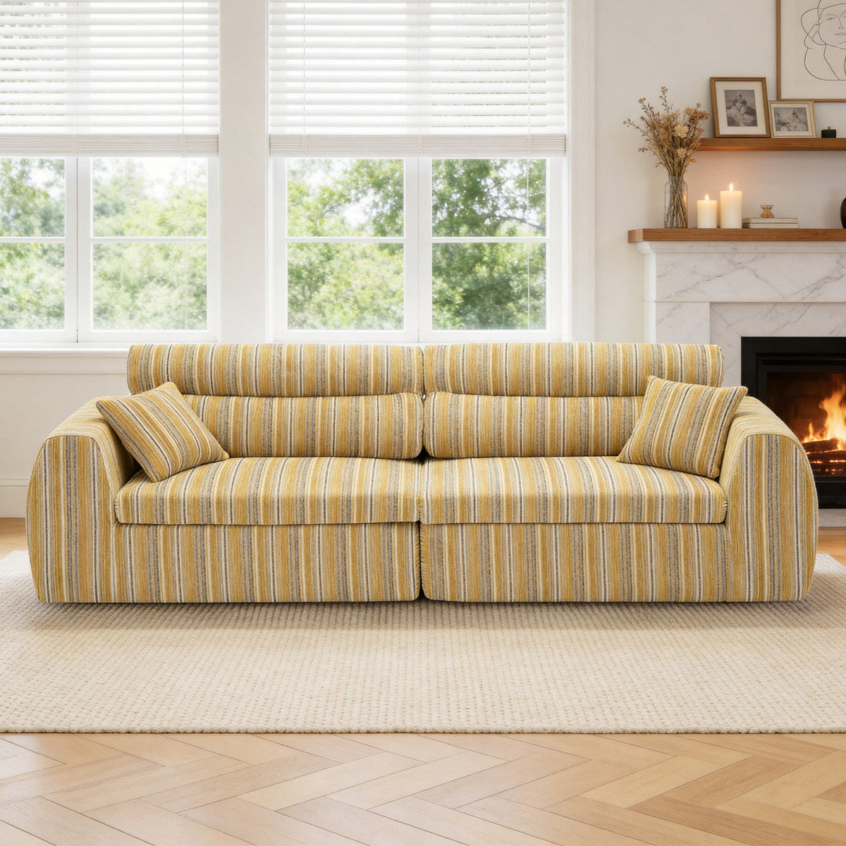 Woven Chenille Striped Compression Sofa