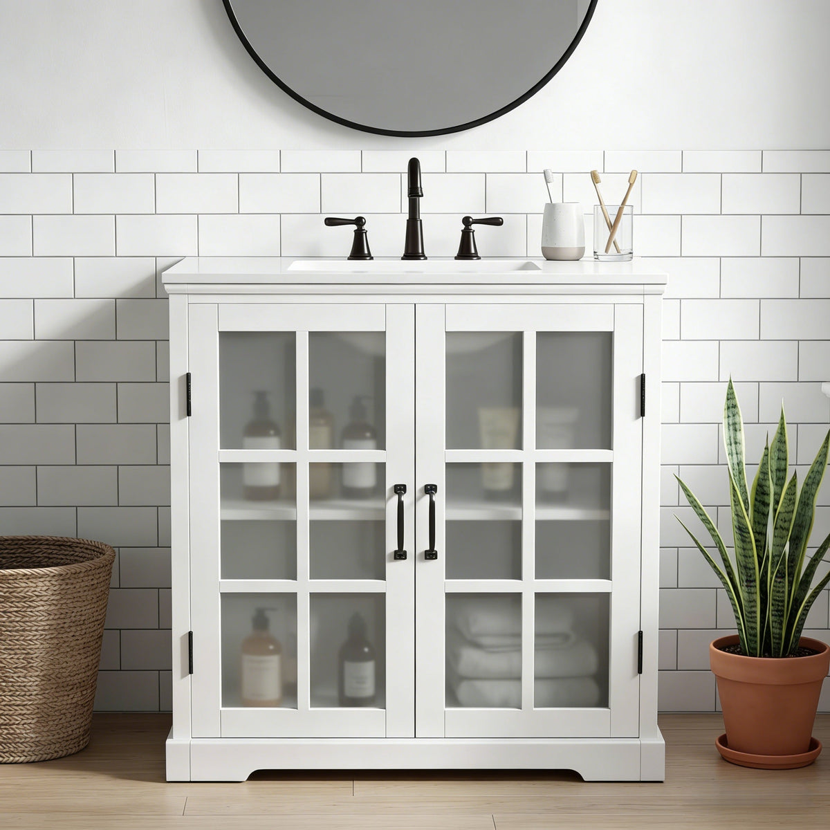 30" Modern Bathroom Vanity with Ceramic Sink