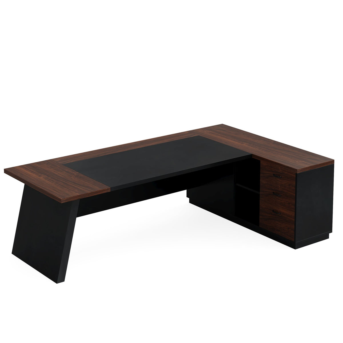 78.7" L-Shaped Executive Desk with File Cabinet & Drawers
