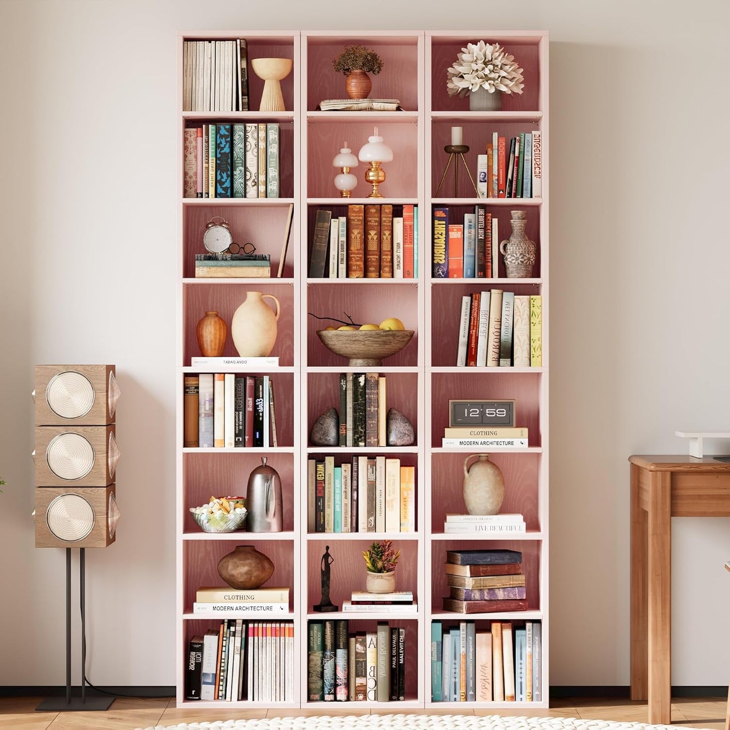 Tall Narrow Eight Tier Corner Bookcase For Home Office