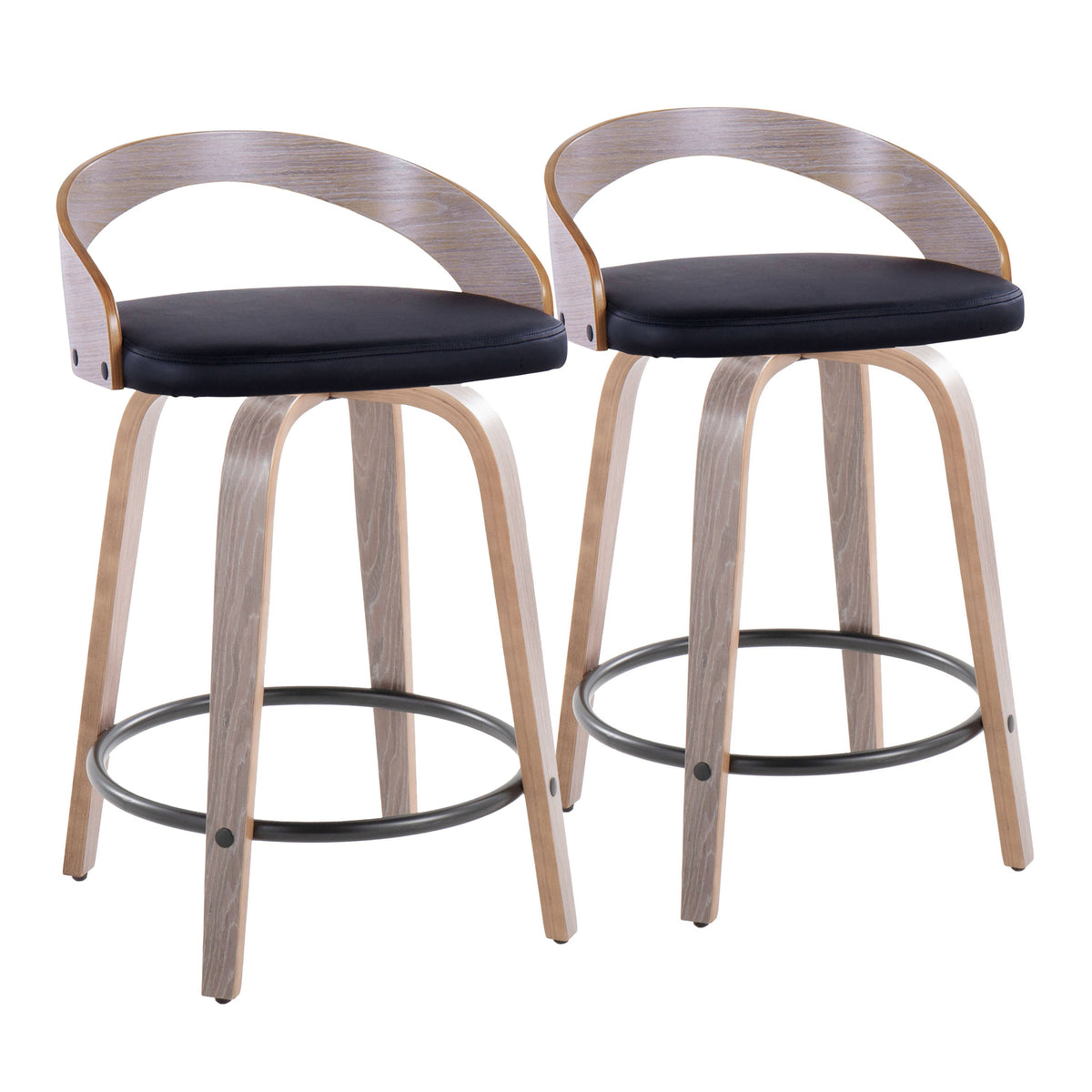 24" Contemporary Fixed-Height Counter Stool with Swivel in Light