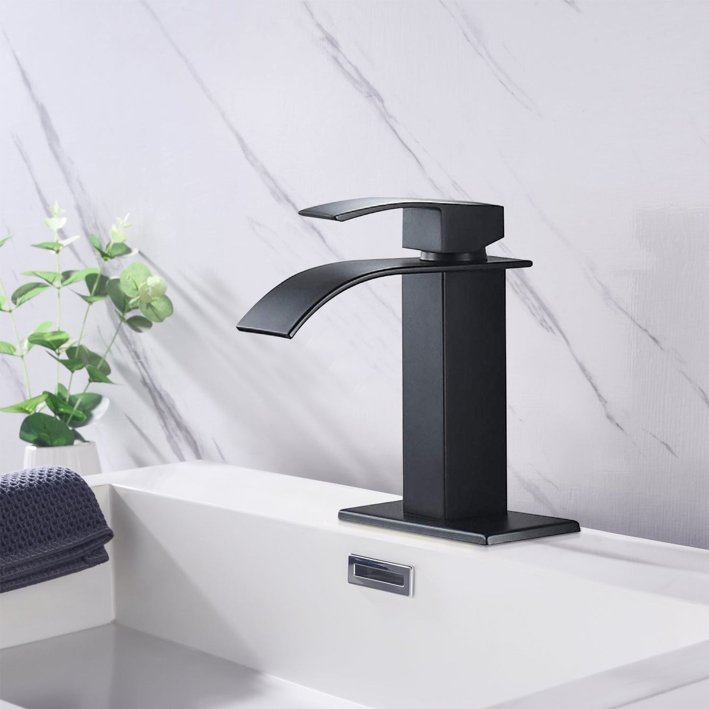 Waterfall Spout Bathroom Sink Single Handle Faucet