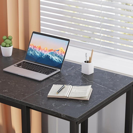 40 Inch Computer Desk With Two Tier Shelves Black Marbling