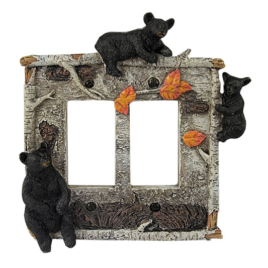 Electrical Cover Plate Double-Birch Bear
