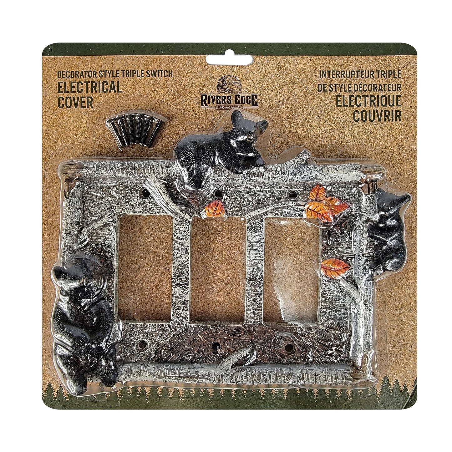 Electrical Cover Plate Triple-Birch Bear
