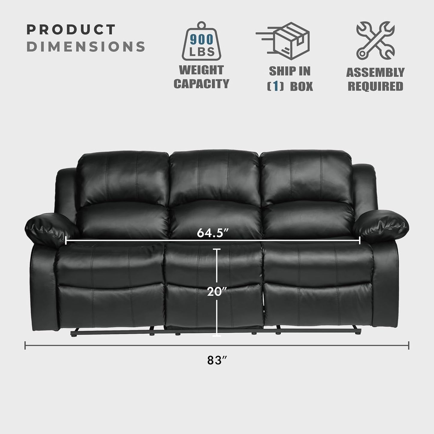 Humphreys Double Reclining Loveseat Black Faux Leather