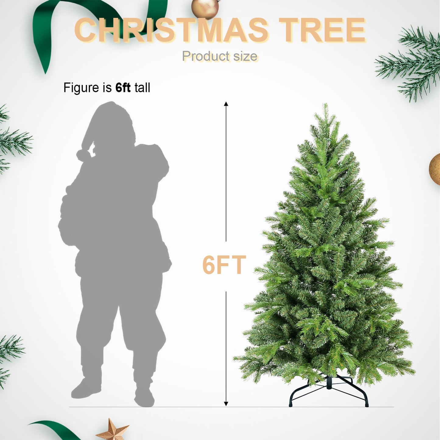 6FT Christmas Tree with 1032 PE+PVC Tips