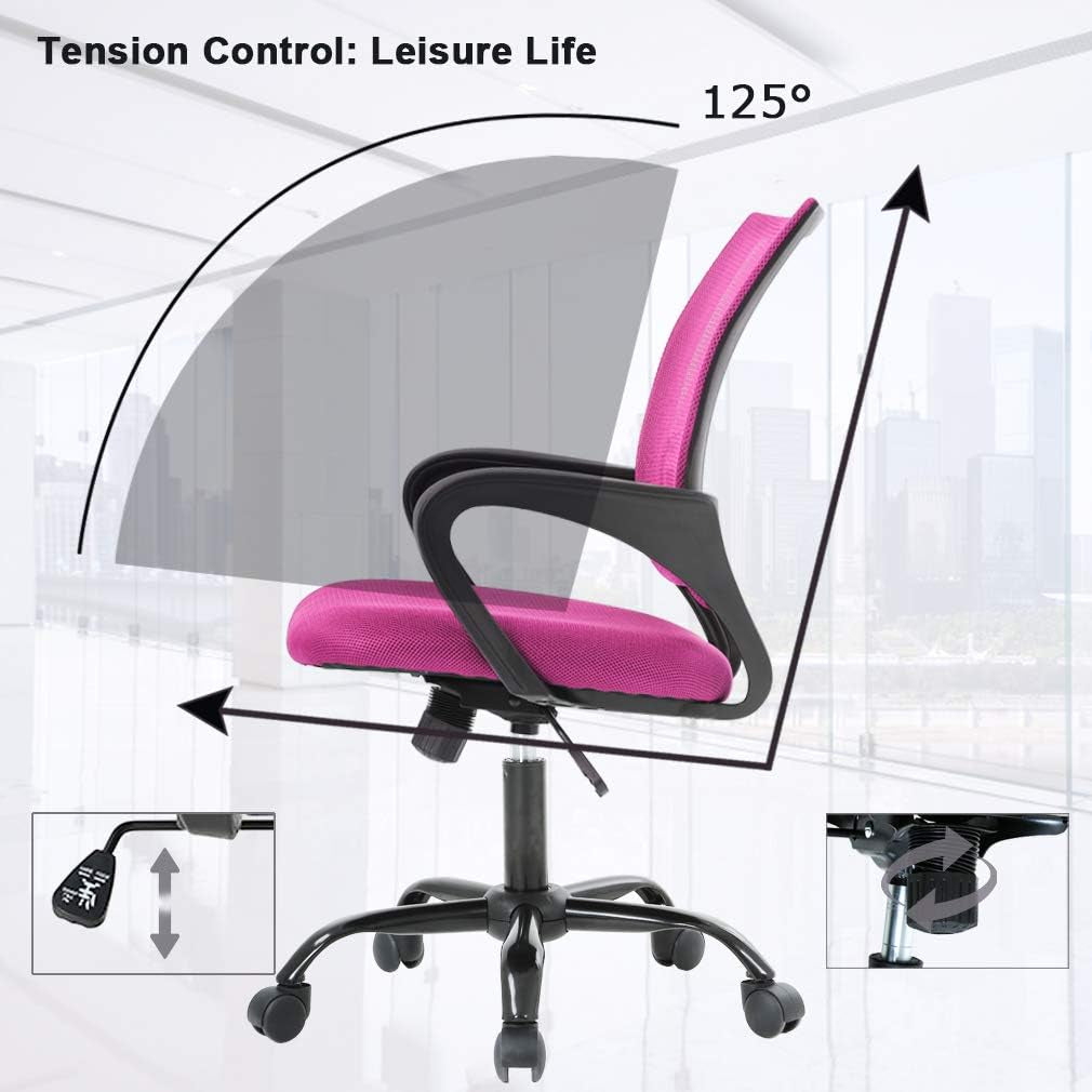 Pink Mesh Executive Office Chair With Lumbar Support