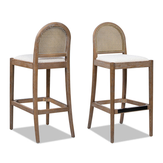 Arlin Upholstered Stool with Curved Back and Footrest - Set of 2