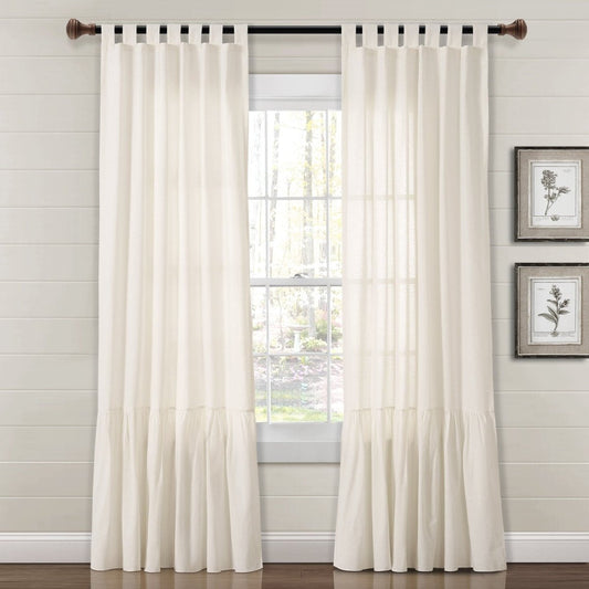 Farmhouse Faux Linen Tab Top Window Curtain (Single Panel)