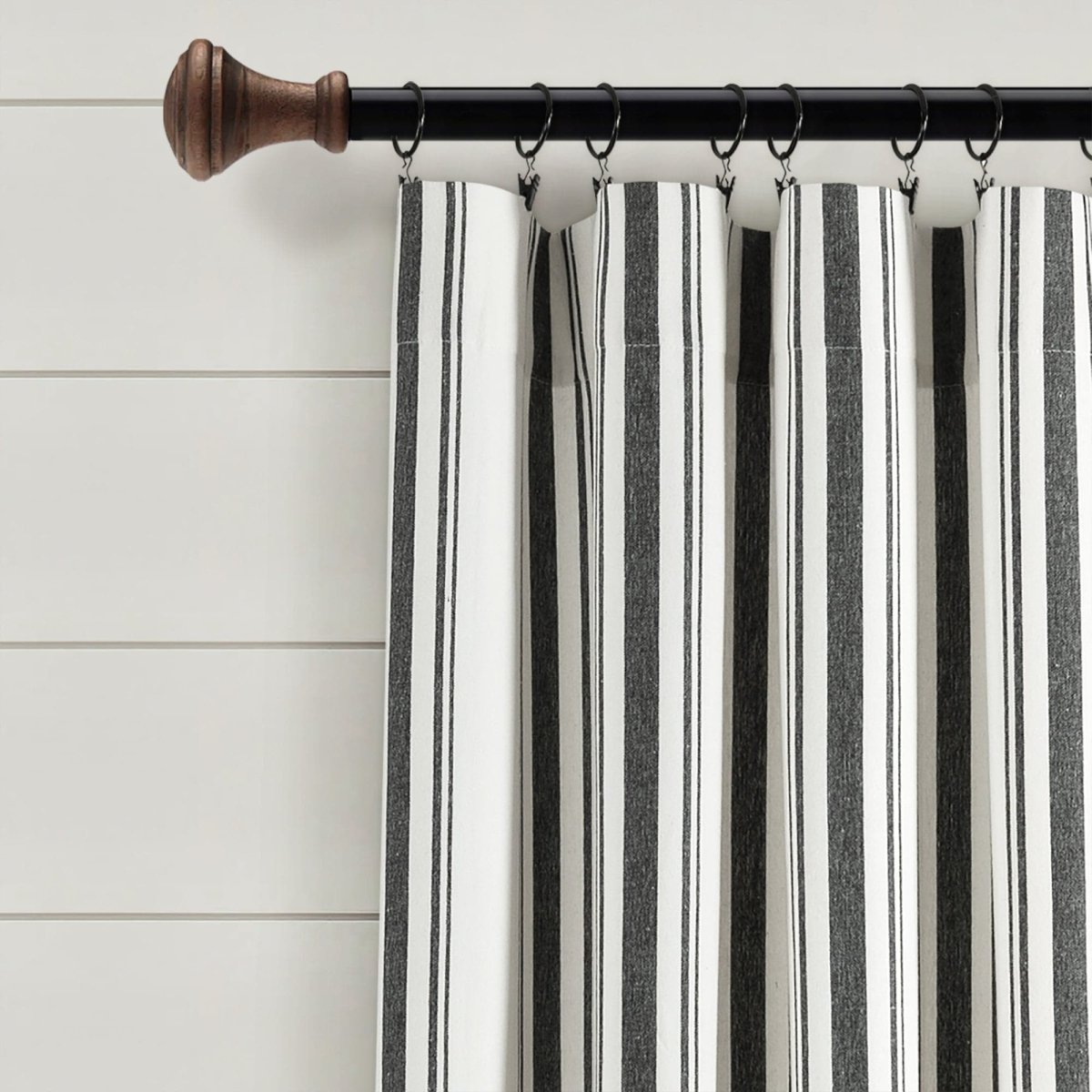 Farmhouse Stripe Yarn Dyed Recycled Cotton Blend Window Curtain Panel Set