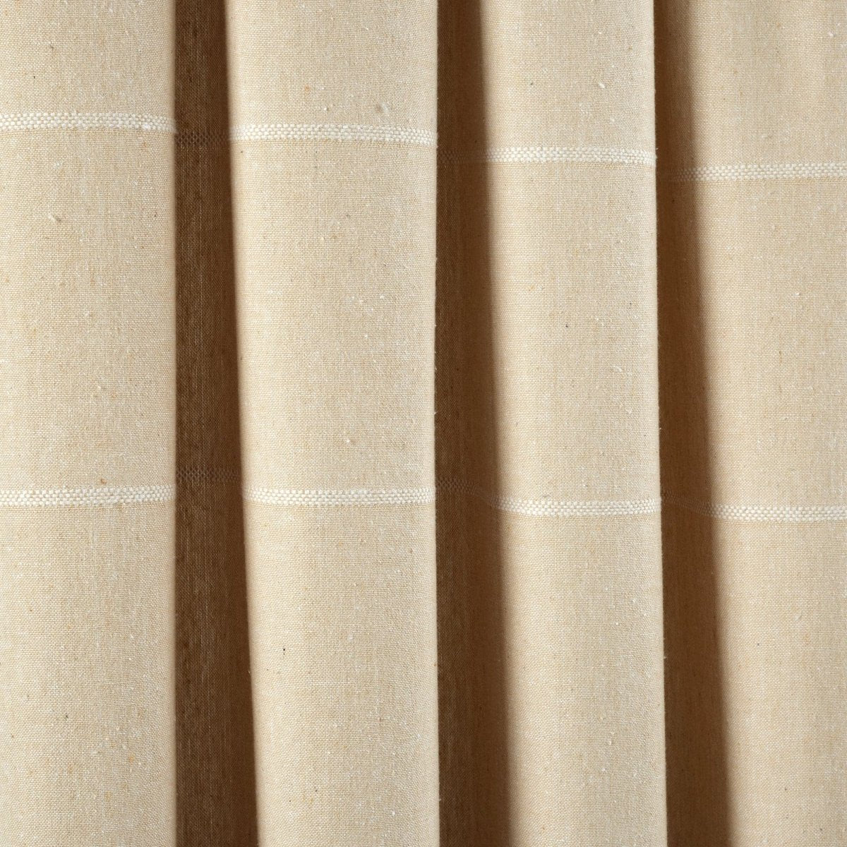 Farmhouse Boho Stripe Woven Tassel Yarn Dyed Recycled Cotton Blend Window Curtain Panel Set