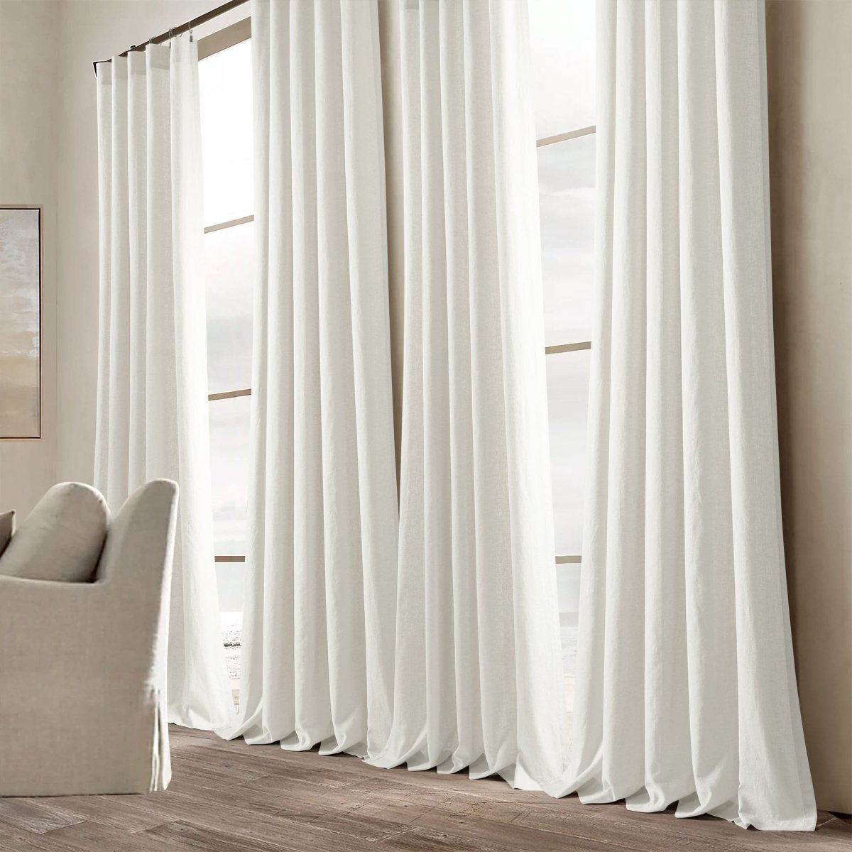 Belgian Flax Prewashed Linen Rich Cotton Blend Window Curtain (Single Panel)