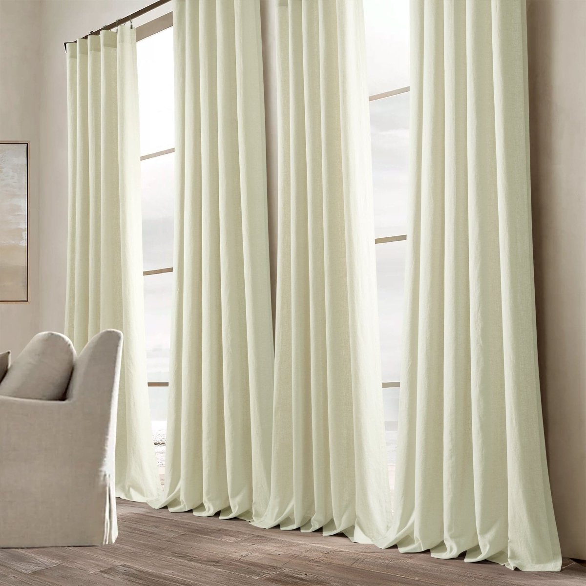Belgian Flax Prewashed Linen Rich Cotton Blend Window Curtain (Single Panel)
