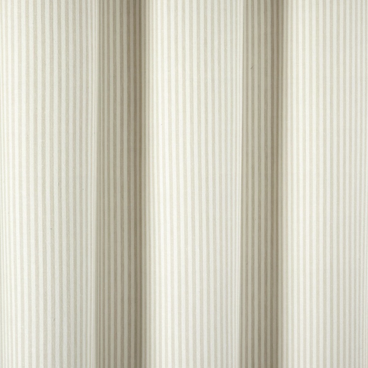 Close-up view of Farmhouse Vintage Stripe Yarn Dyed Recycled Cotton Blend Shower Curtain fabric texture.