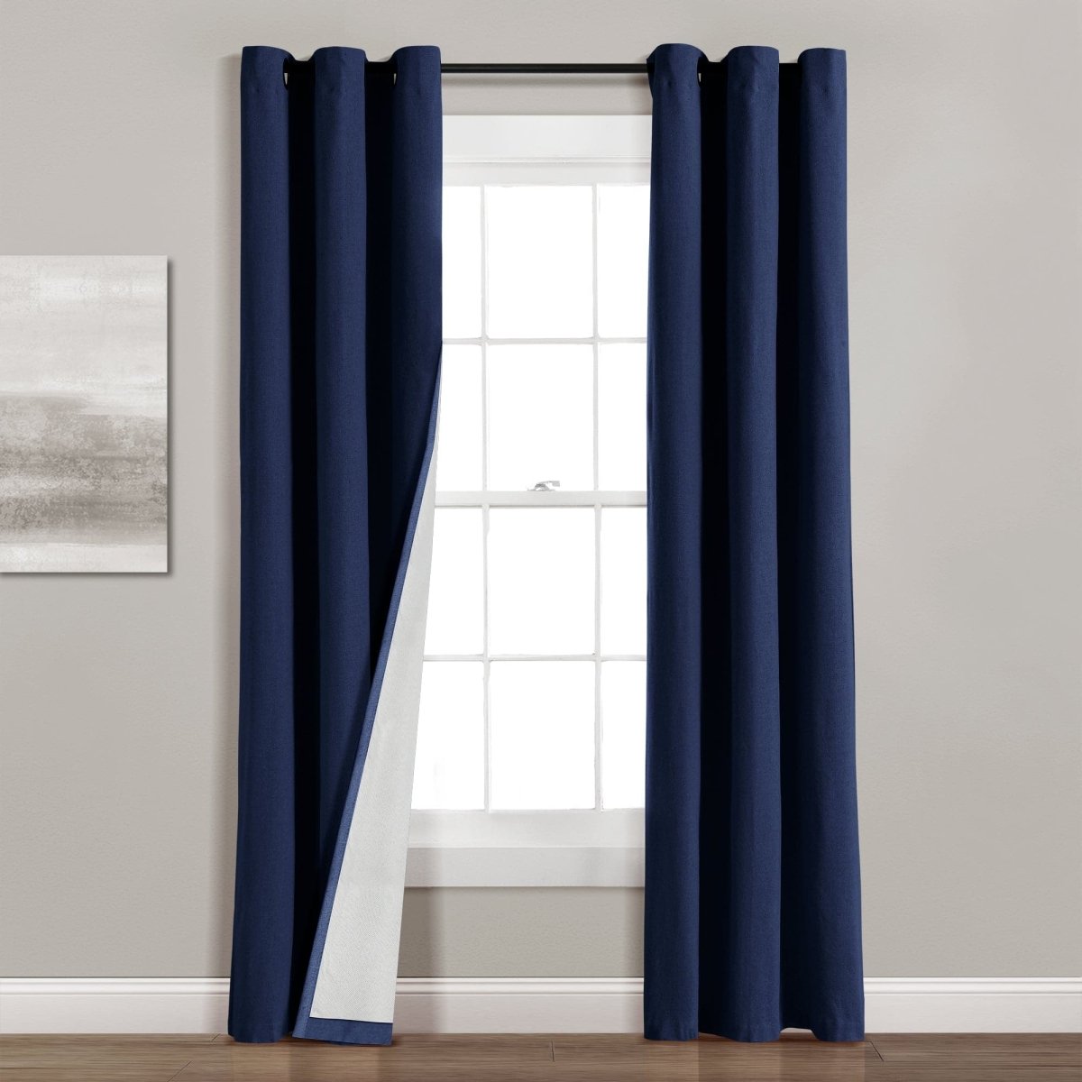 Insulated Grommet Blackout Faux Linen Window Curtain (Single Panel)