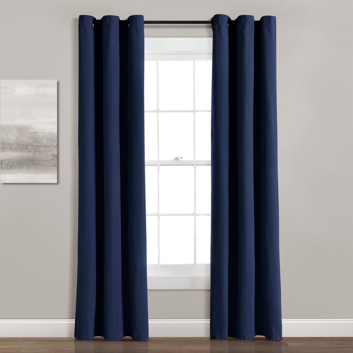 Insulated Grommet Blackout Faux Linen Window Curtain (Single Panel)