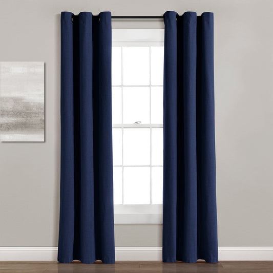 Insulated Grommet Blackout Faux Linen Window Curtain (Single Panel)