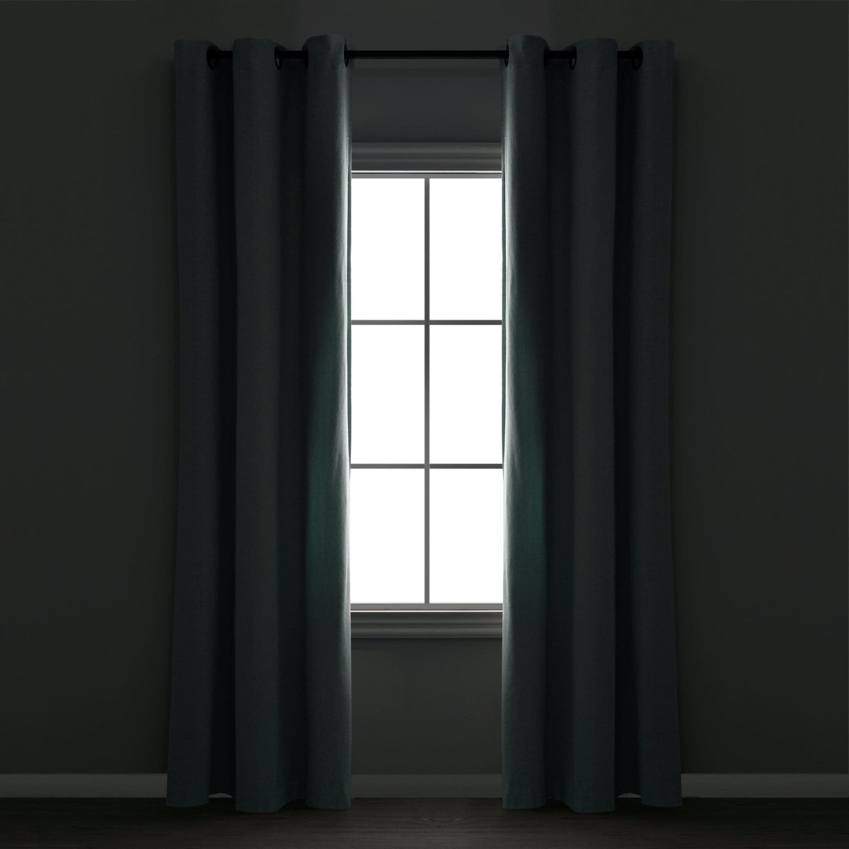 Insulated Grommet Blackout Faux Linen Window Curtain (Single Panel)