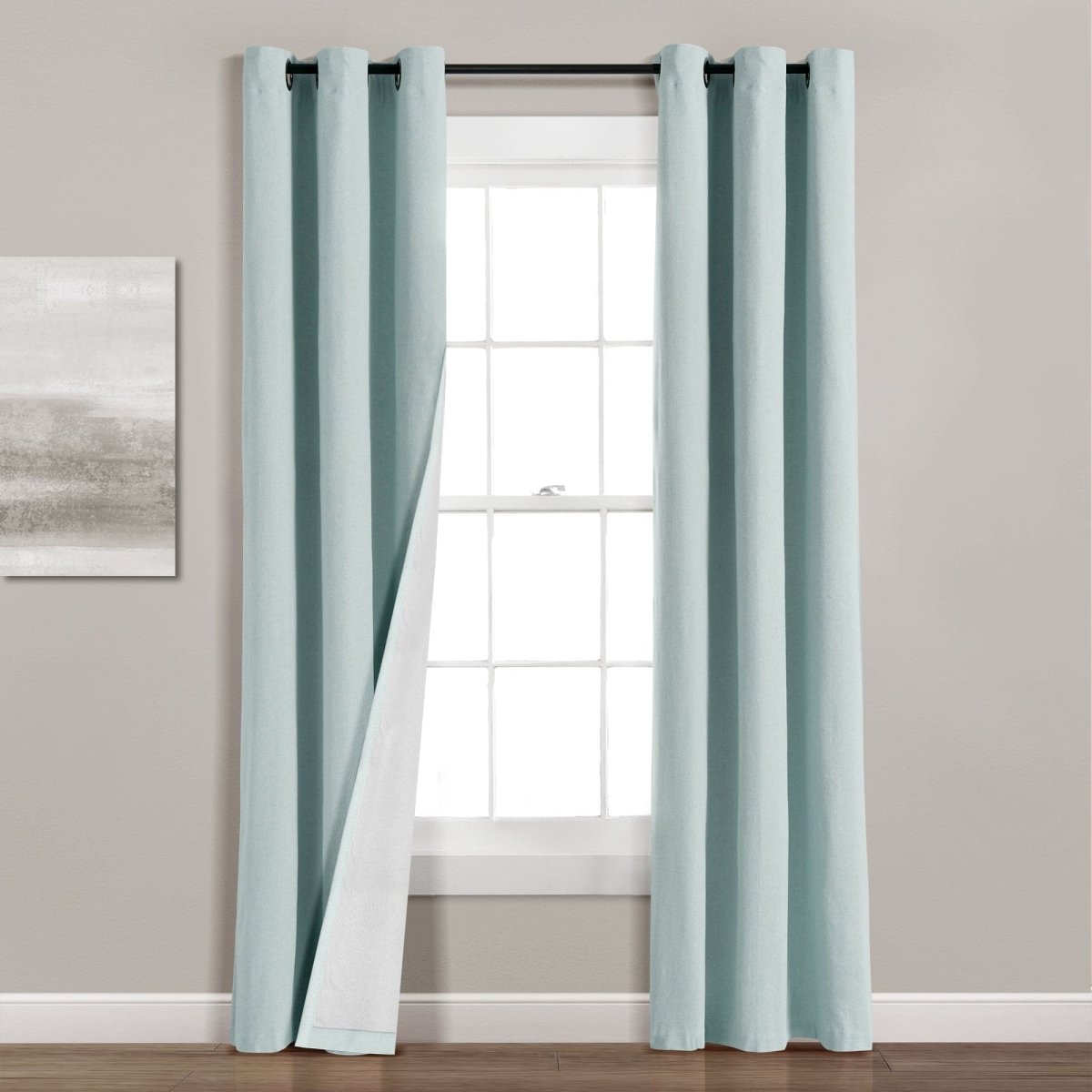 Insulated Grommet Blackout Faux Linen Window Curtain (Single Panel)
