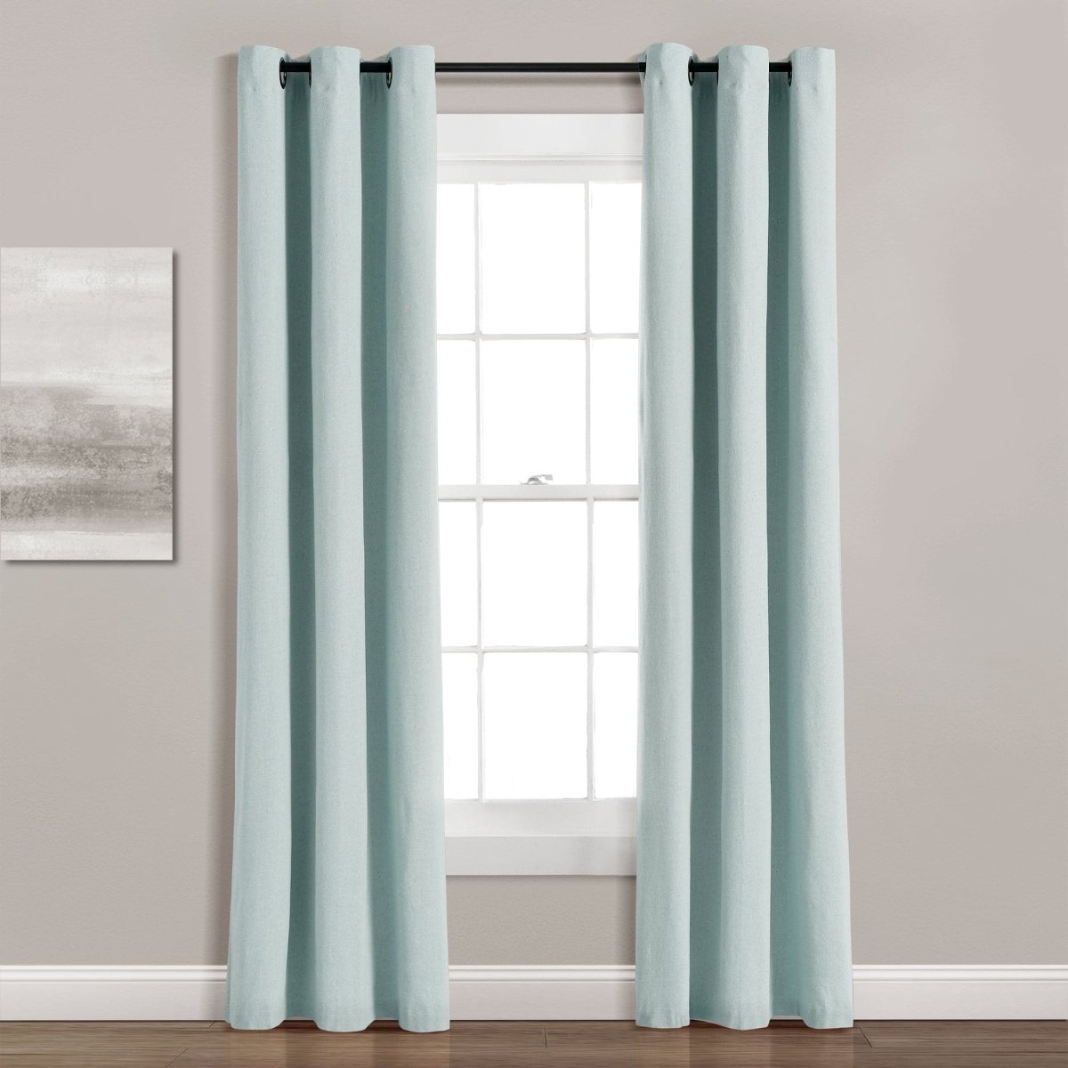Insulated Grommet Blackout Faux Linen Window Curtain (Single Panel)
