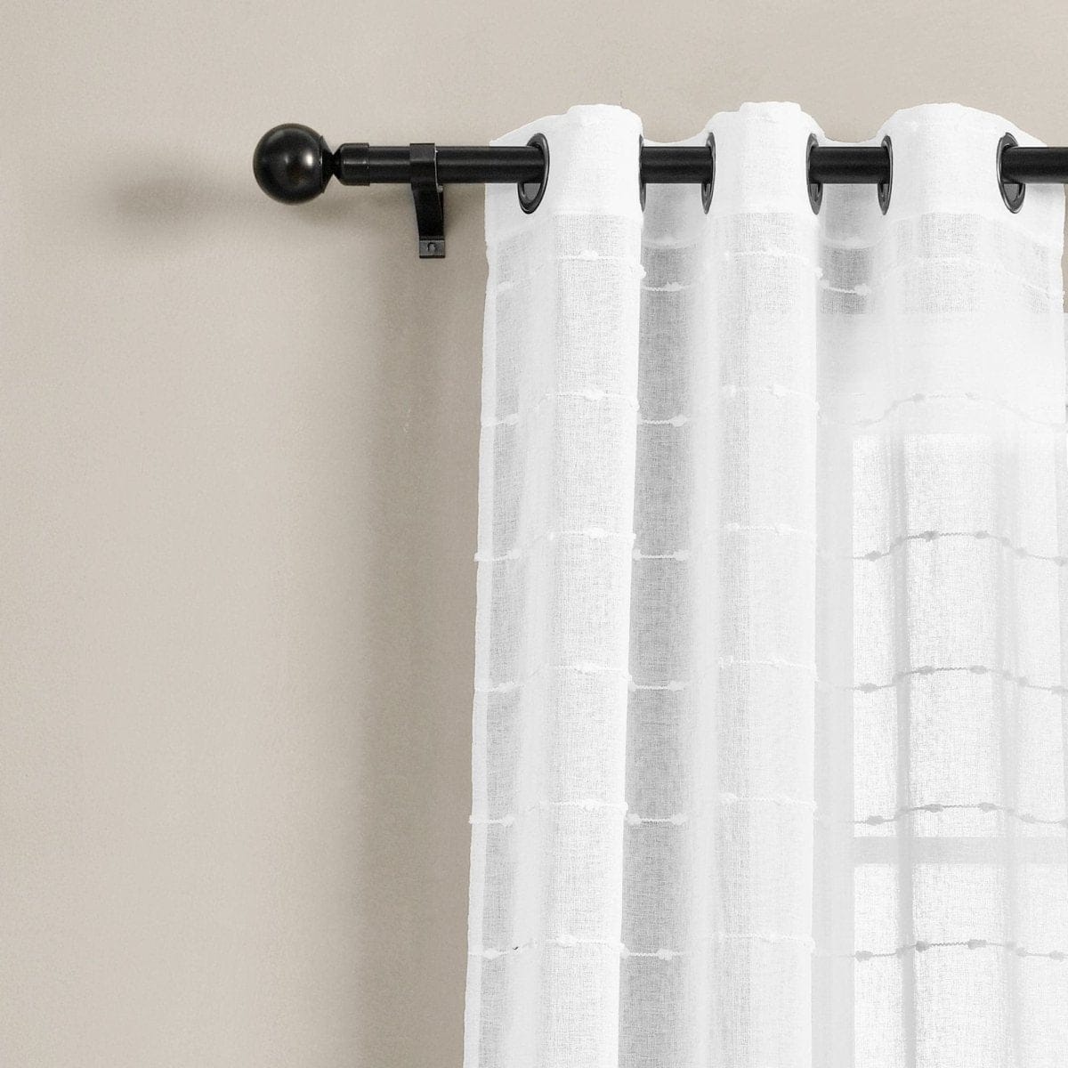 Farmhouse Textured Grommet Sheer Indoor/Outdoor Window Curtain (Single Panel)