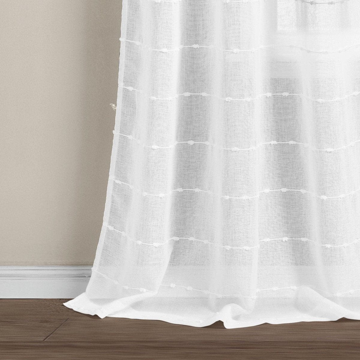 Farmhouse Textured Grommet Sheer Indoor/Outdoor Window Curtain (Single Panel)