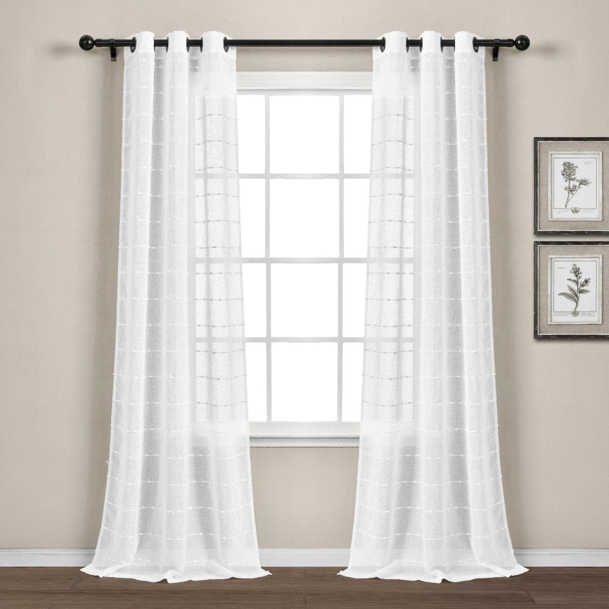 Farmhouse Textured Grommet Sheer Indoor/Outdoor Window Curtain (Single Panel)