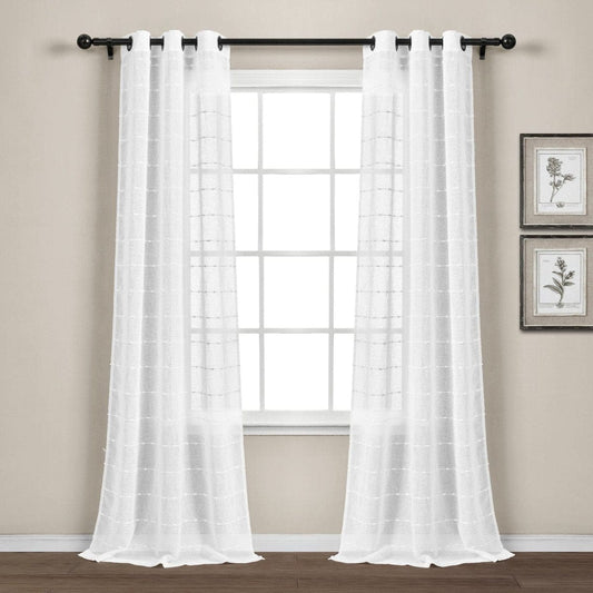 Farmhouse Textured Grommet Sheer Indoor/Outdoor Window Curtain (Single Panel)